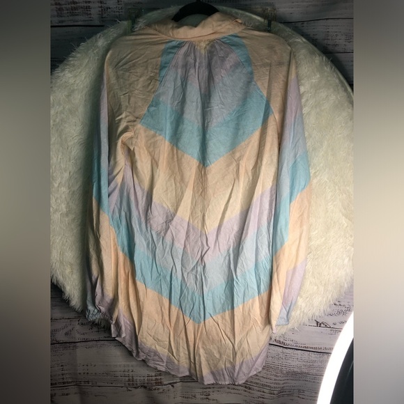 VENUS Cream Blue and Purple Linen Shirt Dress Coverup size Small NWOT - Picture 12 of 12